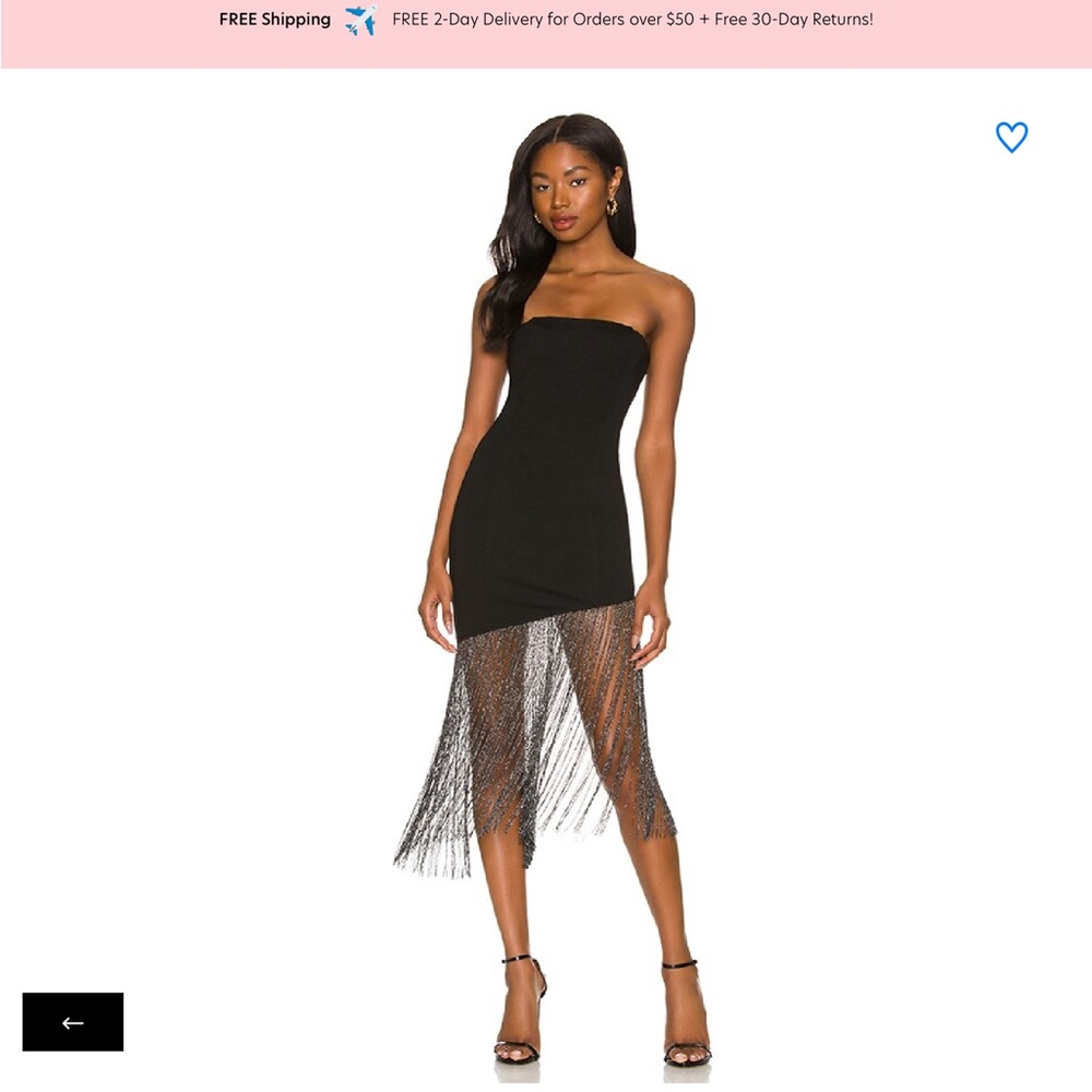 Elegant Black Strapless Fringe Dress